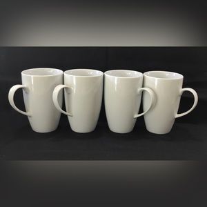 Set of 4 White Porcelain Mugs